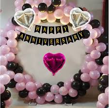 Modern Pink and Black Balloon Anniversary Backdrop Decoration