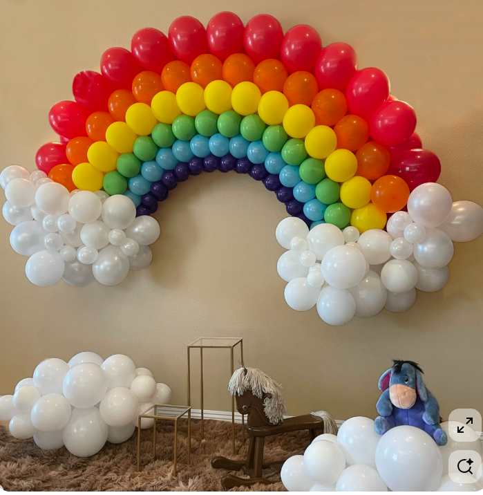 Kids Birthday Rainbow Balloon Arch With Cloud Balloon Decor - Kids Birthday Decoration by ARV Decor thumbnail 2
