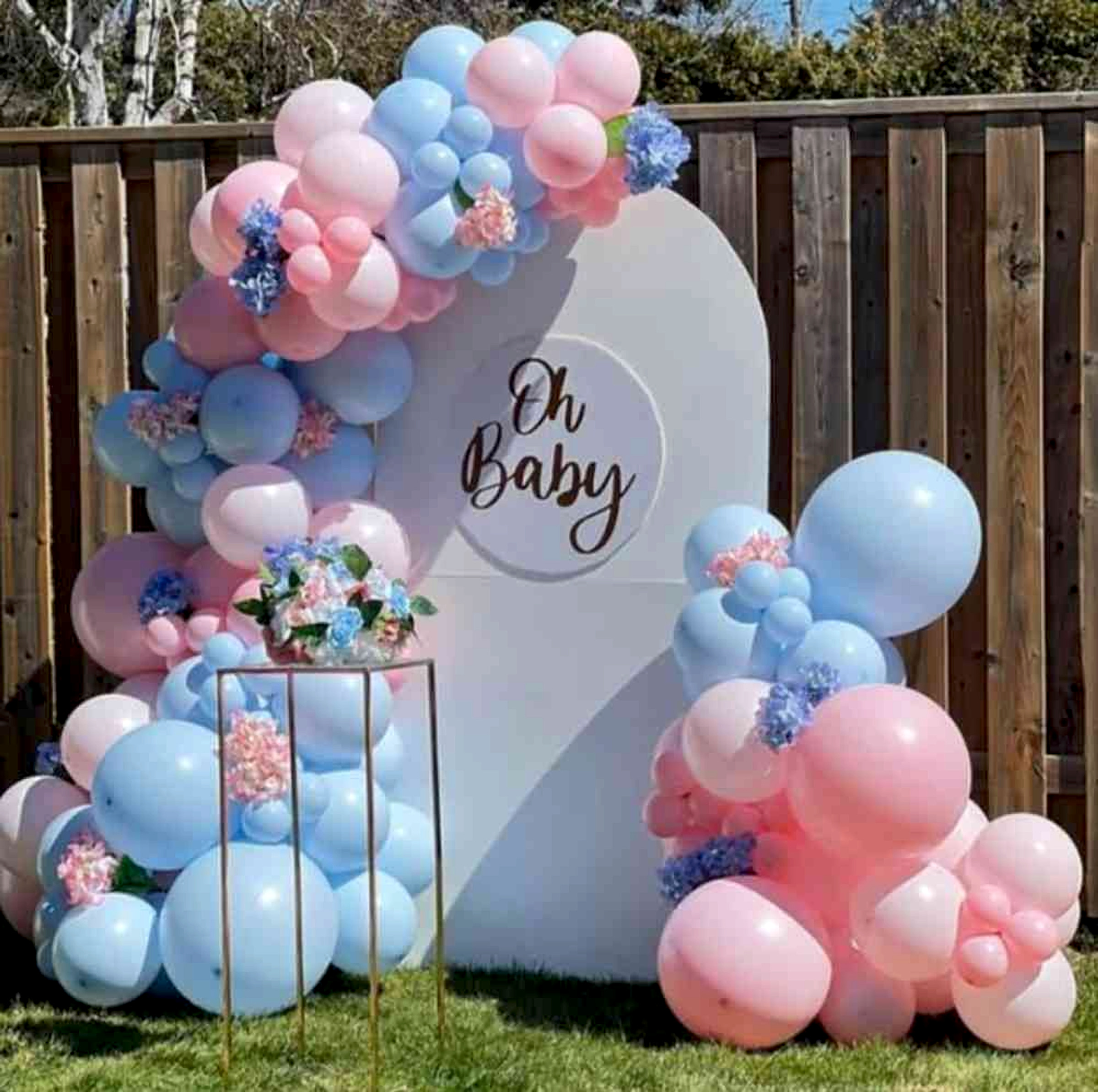 Modern Pastel Blue And Pink Oh Baby Baby Shower Balloon Backdrop Decor - Baby shower by ARV Decor thumbnail 2