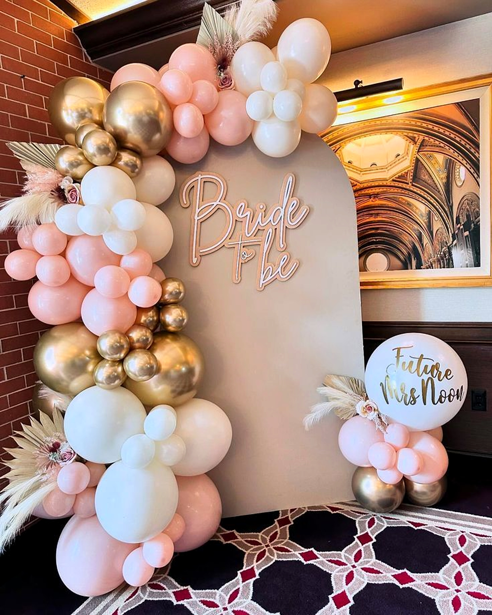 Blush Pink And Gold Bride To Be Bridal Shower Balloon Backdrop - Bride to be by ARV Decor thumbnail 2