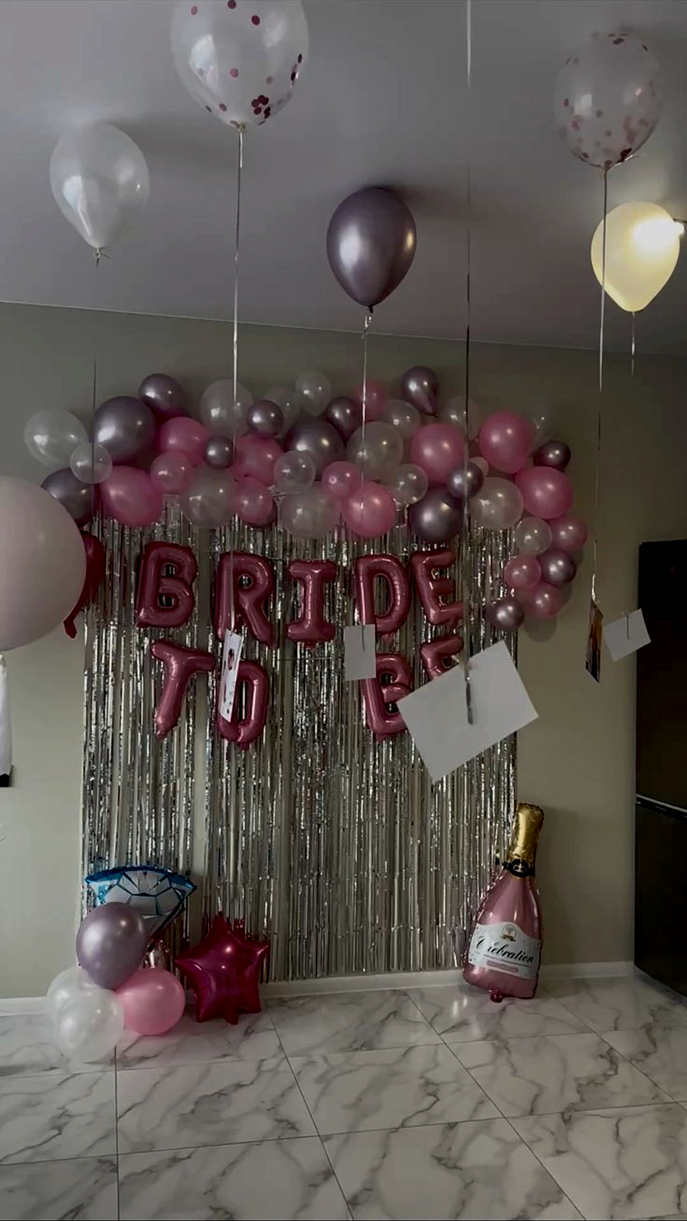 Pink And Silver Bridal Shower Decor With Balloon Arch And Bride To Be Backdrop - Bride to be by ARV Decor thumbnail 2