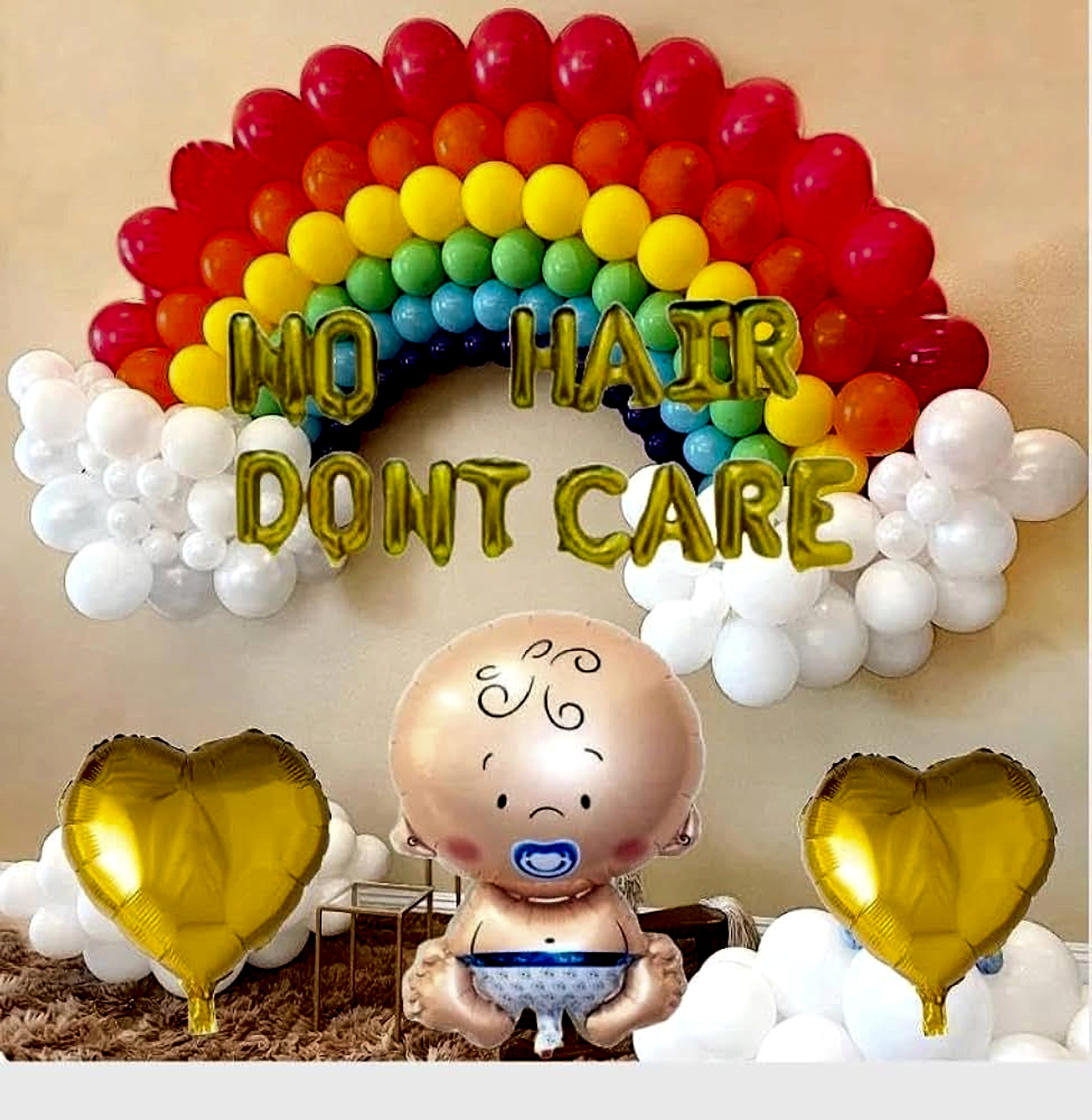 Rainbow Baby Shower Decor With Balloon Arch And Gold Accents - Baby world by ARV Decor thumbnail 2