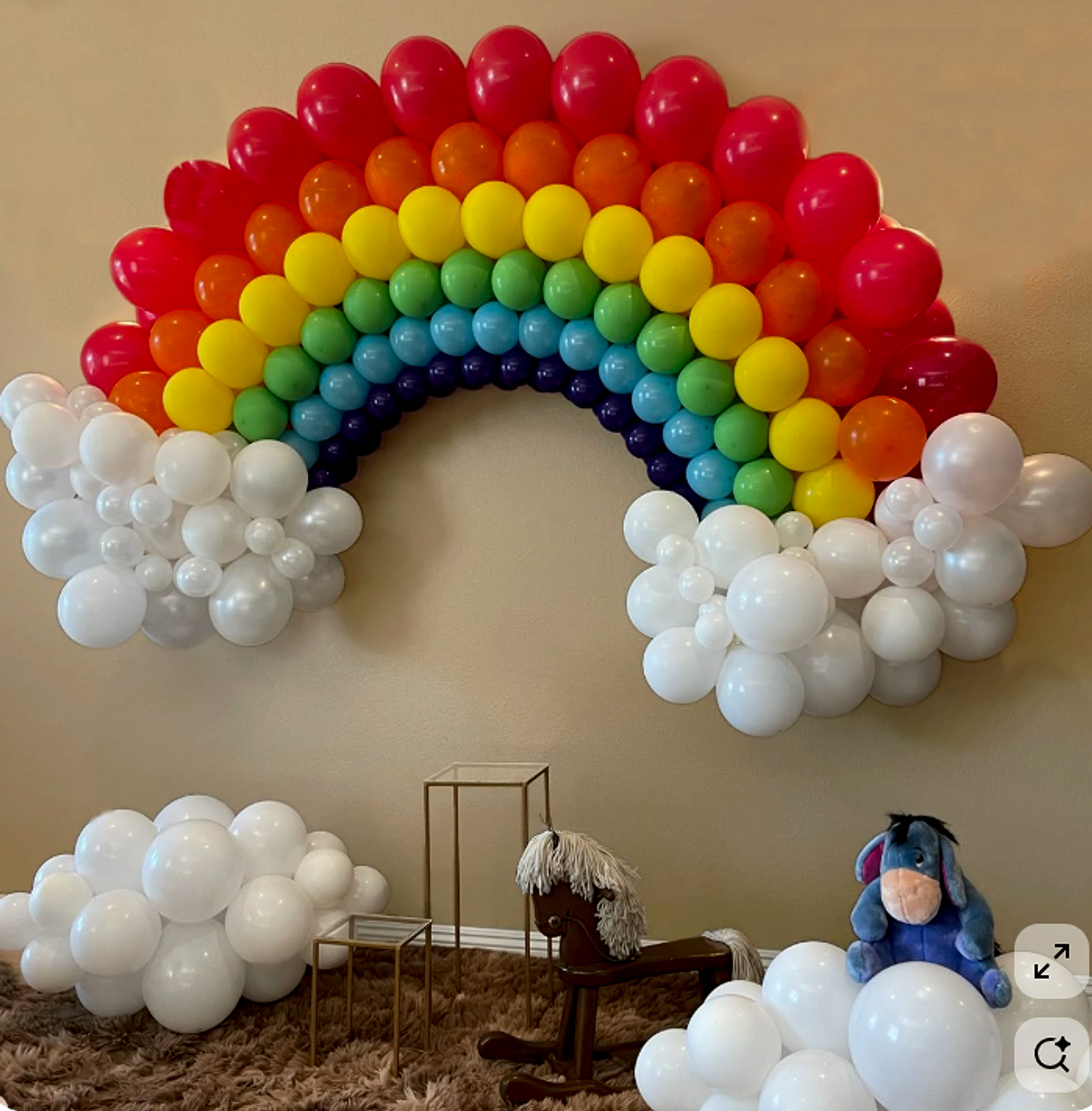 Kids Birthday Rainbow Balloon Arch With Cloud Balloon Decor - birthday decoration by ARV Decor