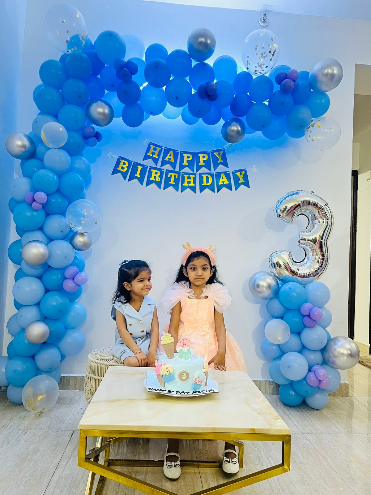 Pastel Blue Home Kids Birthday Arch