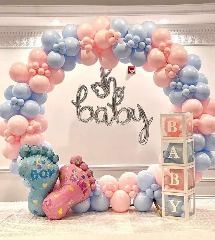 Oh Baby Pink & Blue Baby Shower Arch