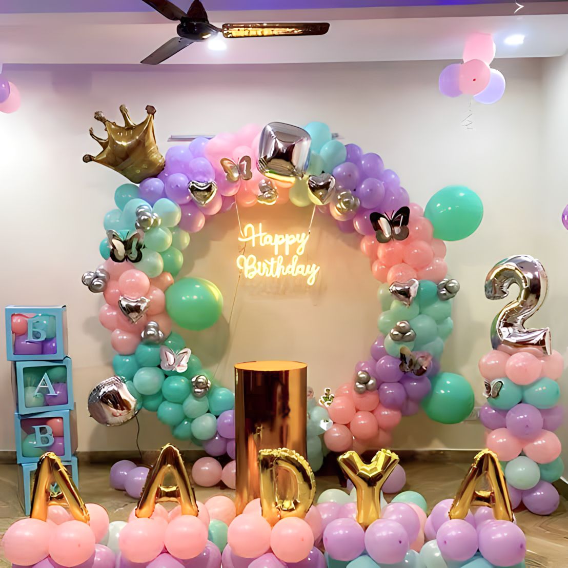 Pastel Crown Ring Birthday Decoration