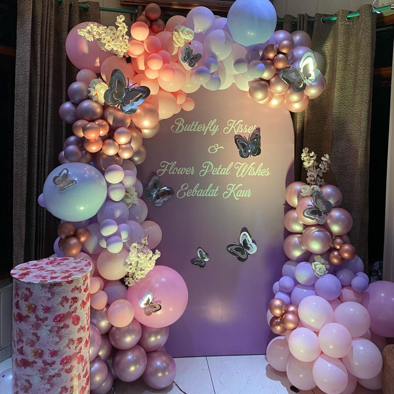 Butterfly Rosegold Arch Birthday Decoration