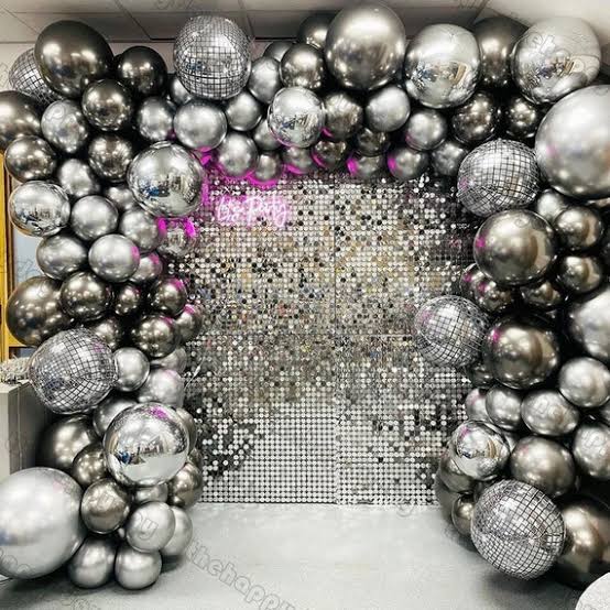 Full Silver Shimmer Balloon Tunnel Backdrop