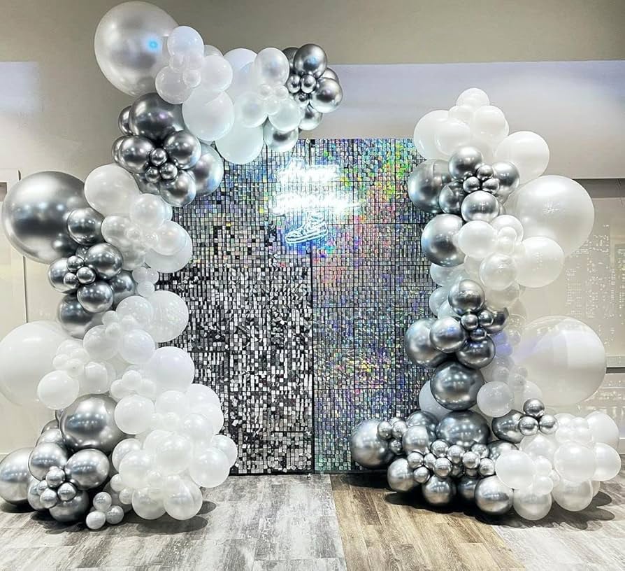 Silver & White Shimmer Arch Backdrop