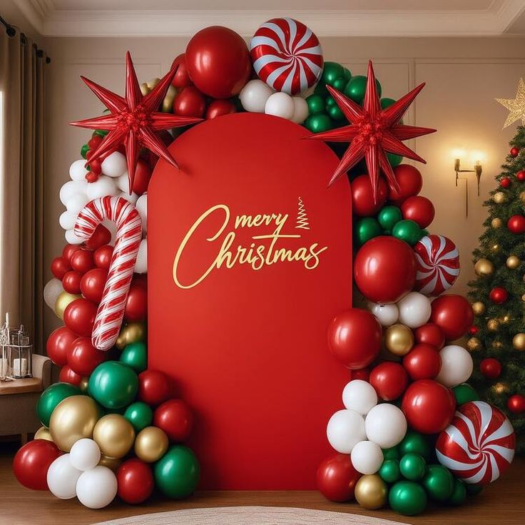 Christmas Ring Backdrop with Lights – balloon and flower decoration by ARVDecor