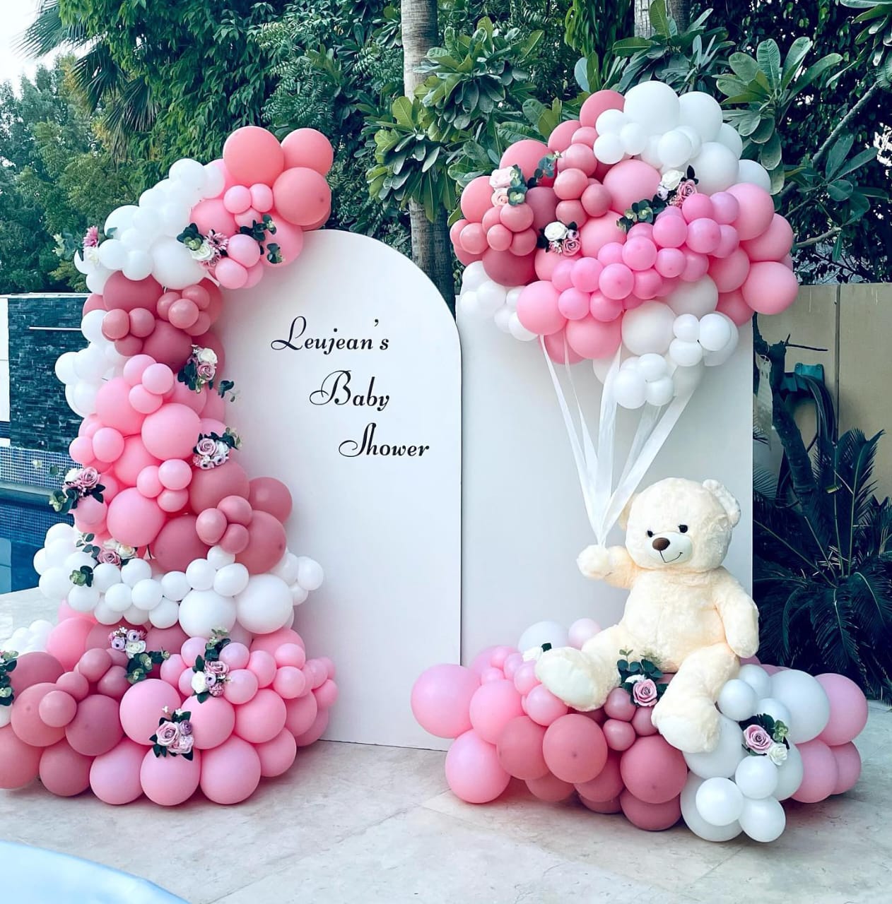 Pink Bear Panel Baby Shower Decoration