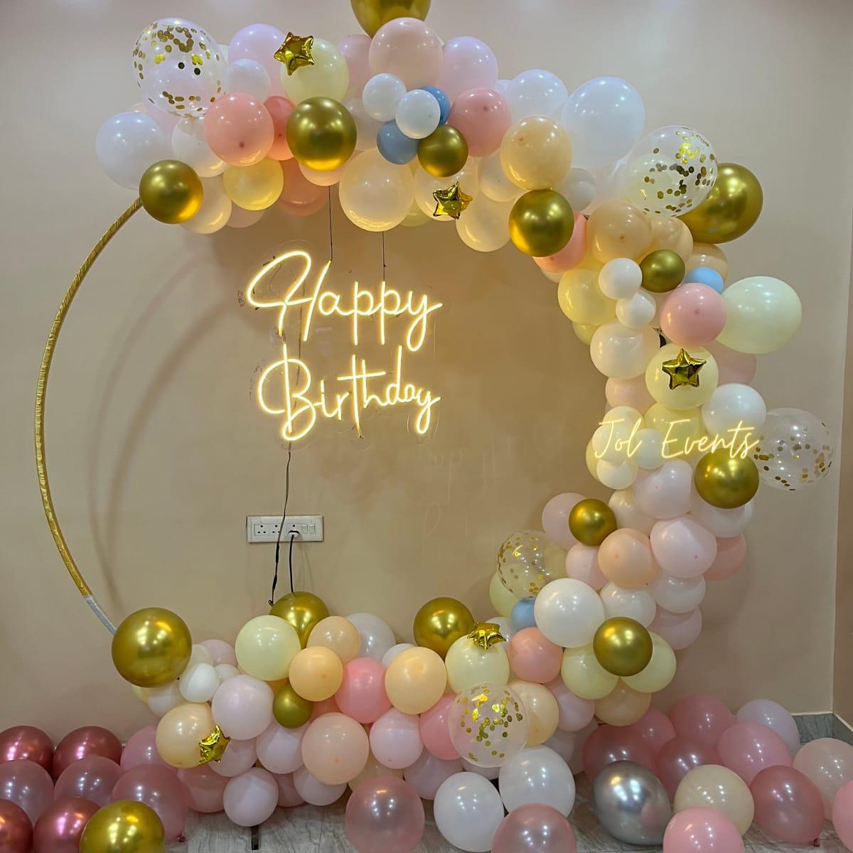 Pastel Gold Ring Happy Birthday Setup