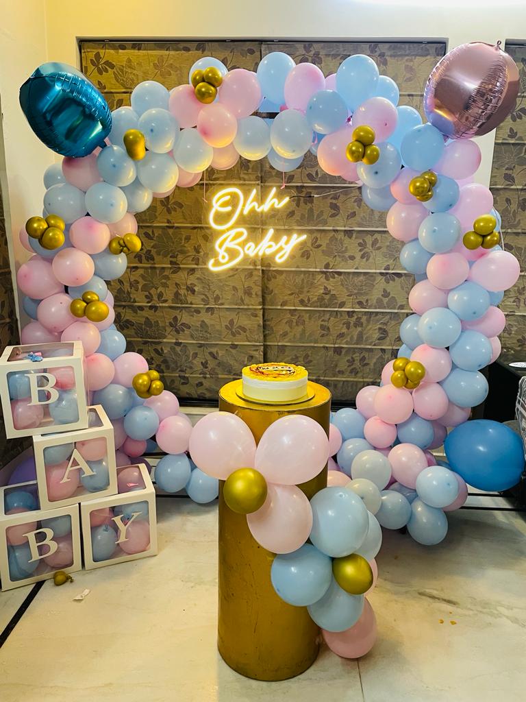 Pink Blue Golden Baby Shower Setup