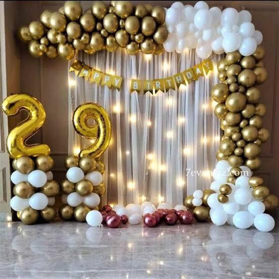 Gold White Curtain Backdrop (29) – balloon and flower decoration by ARVDecor
