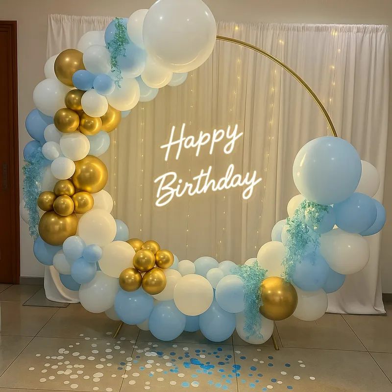 Sky Blue & Gold Moon Ring