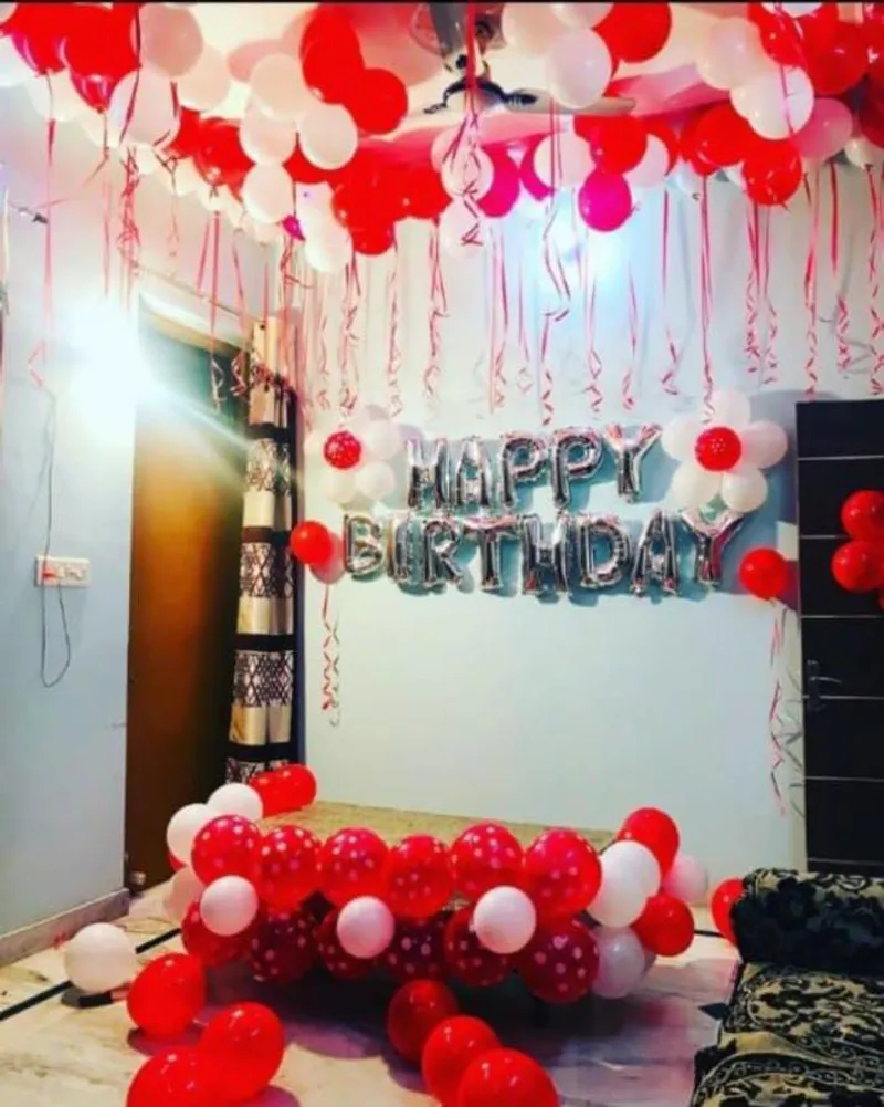 Red & White Room Birthday Decoration