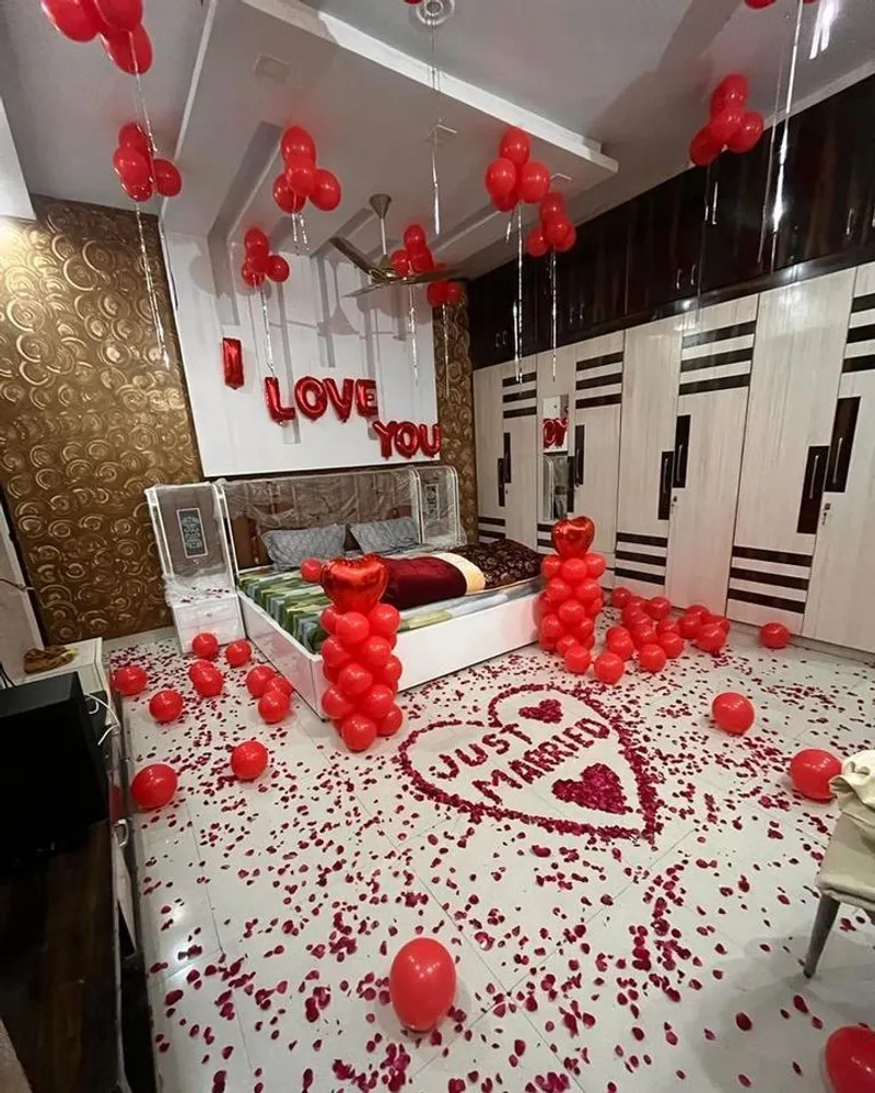 Just Married Rose Petal Room Decoration