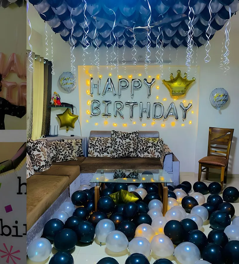 Black & Silver Room Birthday Ceiling Decoration – birthday decoration by ARVDecor